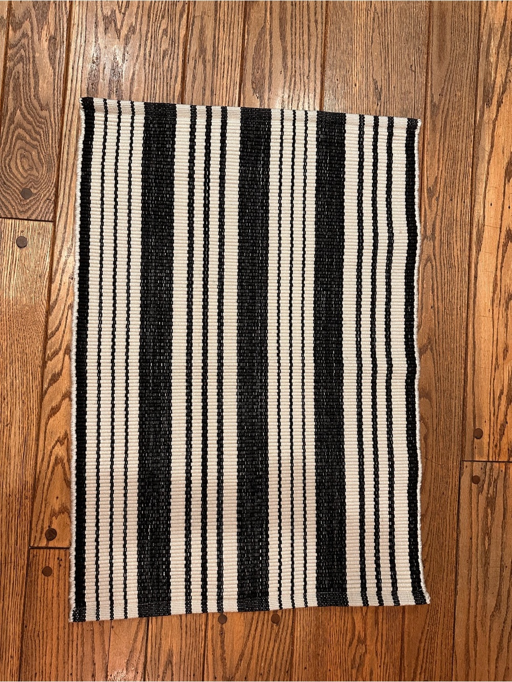 Black & White Striped Indoor Door Mat - Classic Neutral Accent